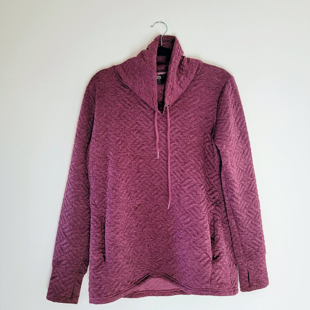 RBX Active Women's Purple Quilted Cowl Neck Pullover with Pockets Medium